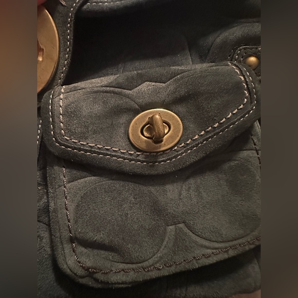 Authentic Coach Vintage Teal Suede Leigh Handbag! RARE - Picture 6 of 15